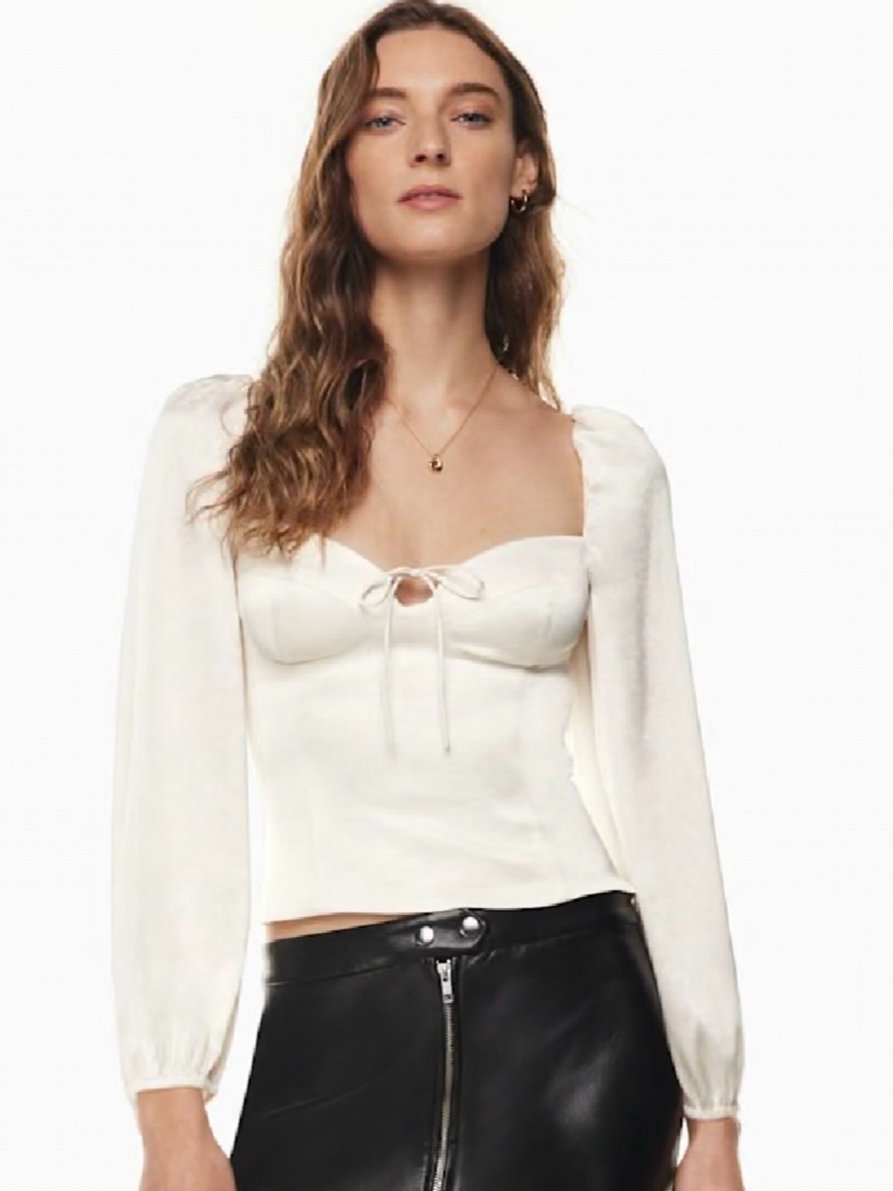 Wilfred Novella Blouse Satin M Coquette Off White Victorian Romantic Feminine